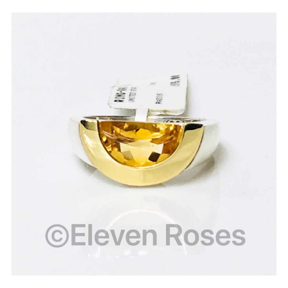 Movado Sterling & 18k Citrine Radius Ring NWT
